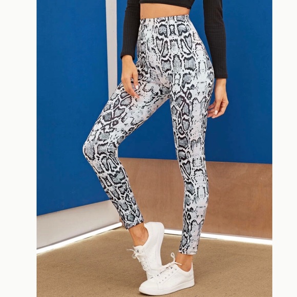 Prince Street Woman’s Snakeskin Print Leggings - Picture 2 of 5